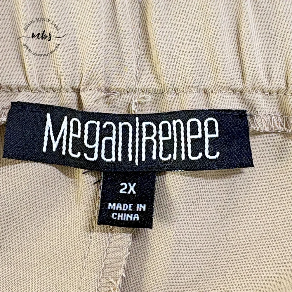 Megan Renee Parachute Cargo Pants‎ Elastic Waist Tapered Jogger Tan Women 2X - Picture 7 of 8